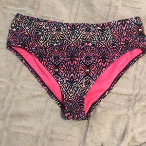High wasted neon tribal swim bottoms